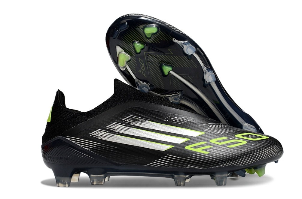 Adidas F50 Electric Stealth Pack Elite Laceless FG - Black/Iron Metallic/Lucid Lemon
