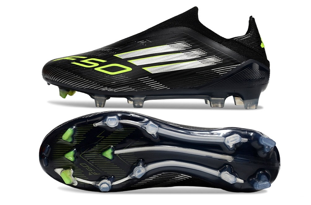 Adidas F50 Electric Stealth Pack Elite Laceless FG - Black/Iron Metallic/Lucid Lemon