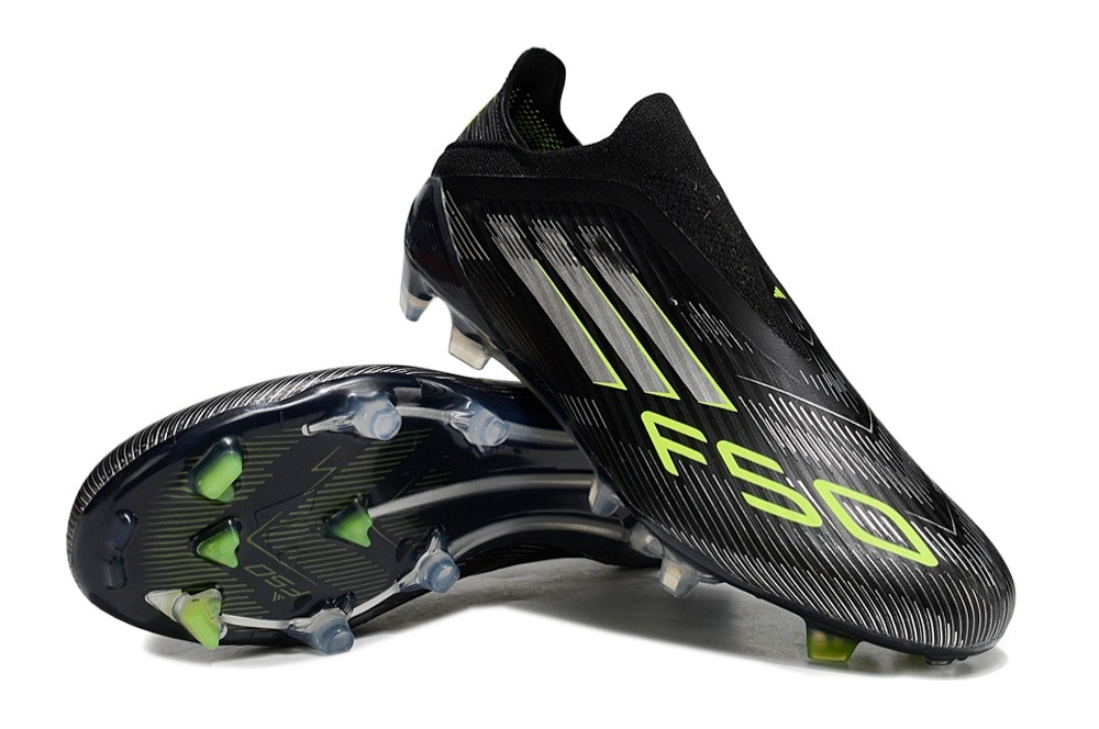Adidas F50 Electric Stealth Pack Elite Laceless FG - Black/Iron Metallic/Lucid Lemon