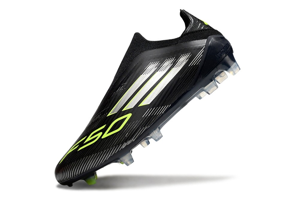 Adidas F50 Electric Stealth Pack Elite Laceless FG - Black/Iron Metallic/Lucid Lemon
