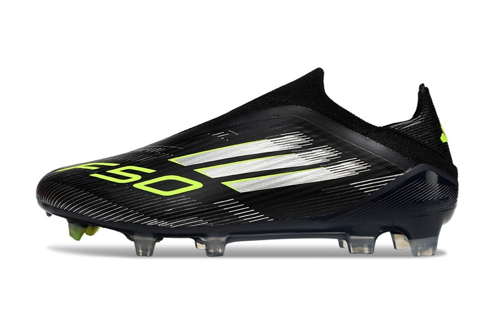 Adidas F50 Electric Stealth Pack Elite Laceless FG - Black/Iron Metallic/Lucid Lemon