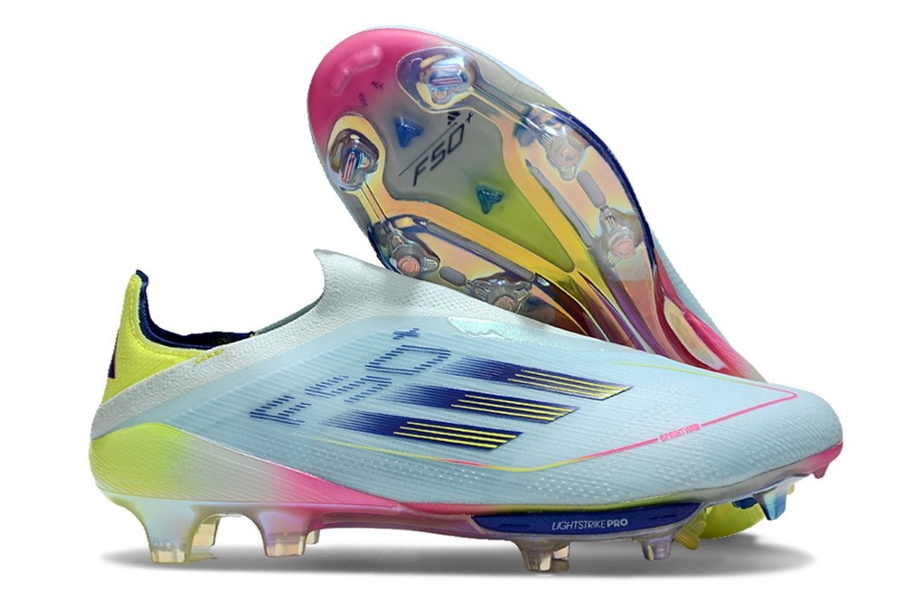 Adidas F50+ Stellar Icon Pack Laceless Elite FG - Almost Blue/Solar Yellow