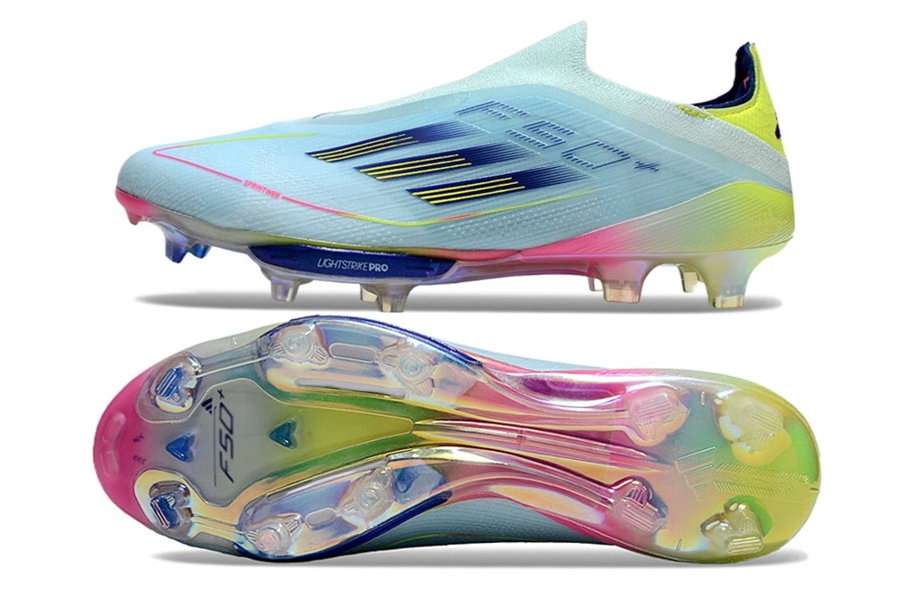 Adidas F50+ Stellar Icon Pack Laceless Elite FG - Almost Blue/Solar Yellow
