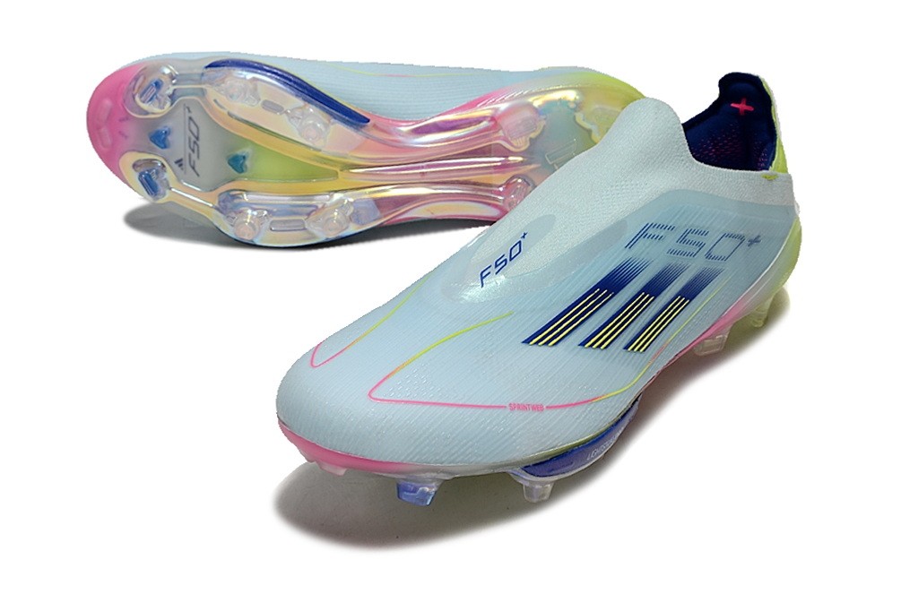 Adidas F50+ Stellar Icon Pack Laceless Elite FG - Almost Blue/Solar Yellow