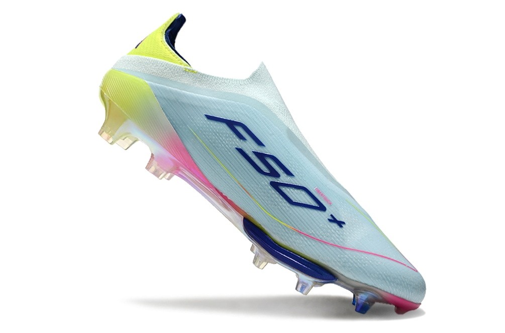 Adidas F50+ Stellar Icon Pack Laceless Elite FG - Almost Blue/Solar Yellow