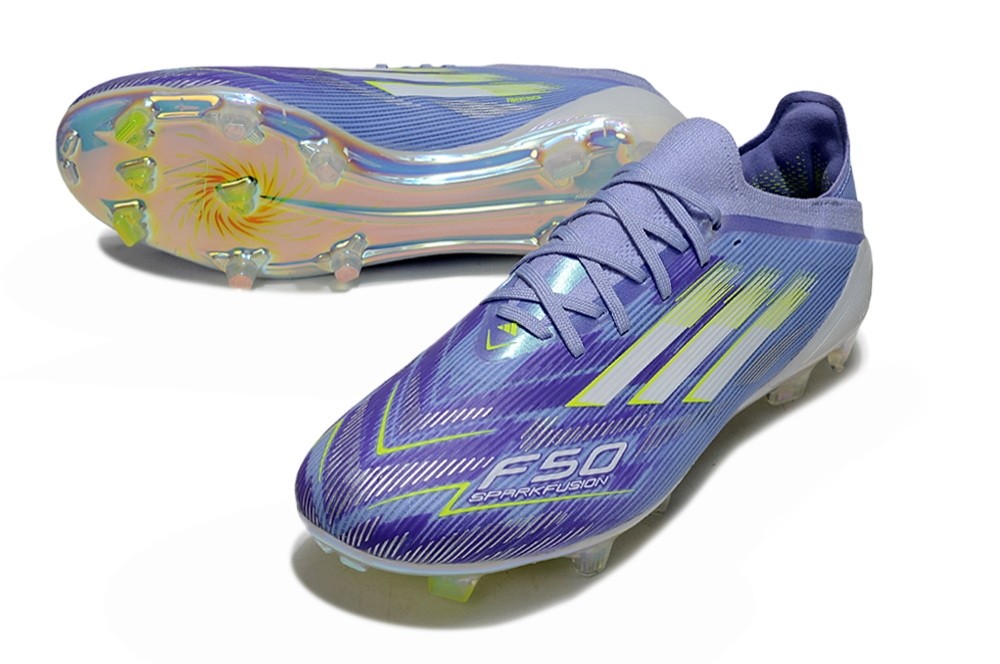 Adidas F50 Sparkfusion Elite Low-cut Laces FG Cleats - Purple/Lucid Lemon