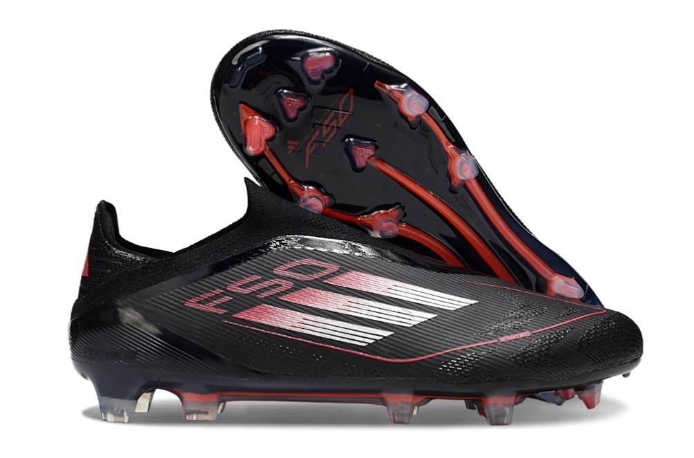 Adidas F50 Stealth Victory Elite Laceless FG - Core Black/Iron Metallic/Lucid Red