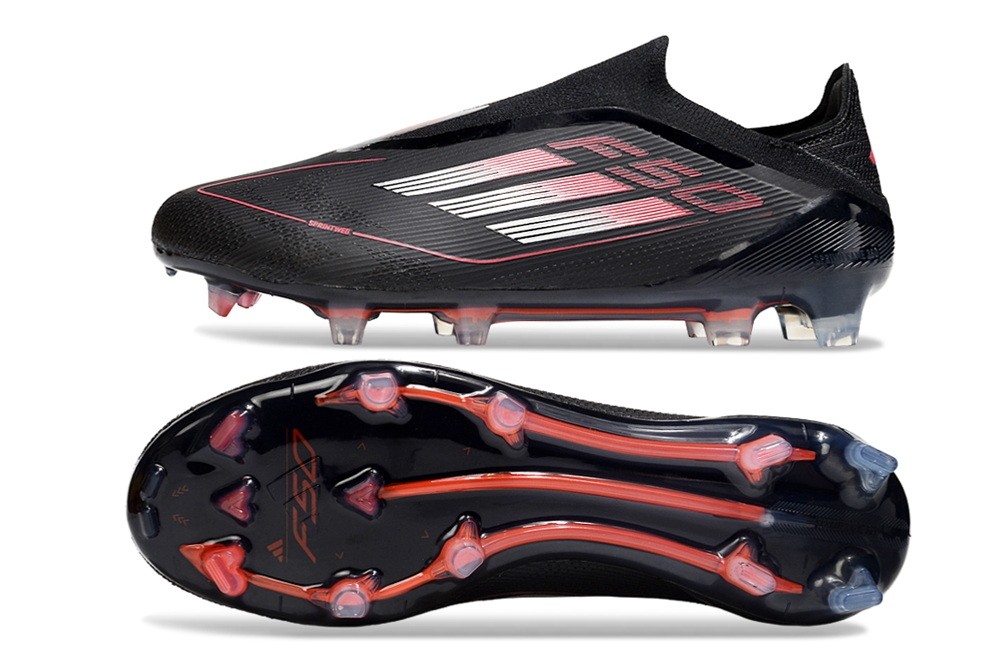 Adidas F50 Stealth Victory Elite Laceless FG - Core Black/Iron Metallic/Lucid Red