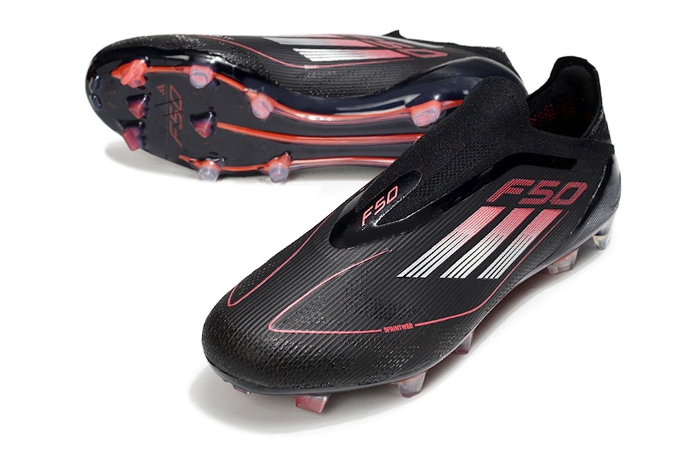 Adidas F50 Stealth Victory Elite Laceless FG - Core Black/Iron Metallic/Lucid Red