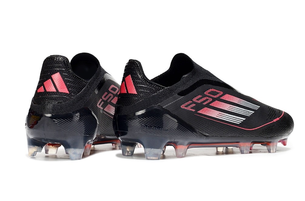Adidas F50 Stealth Victory Elite Laceless FG - Core Black/Iron Metallic/Lucid Red