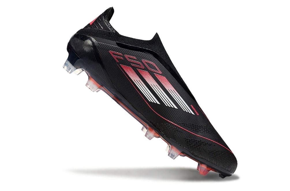 Adidas F50 Stealth Victory Elite Laceless FG - Core Black/Iron Metallic/Lucid Red
