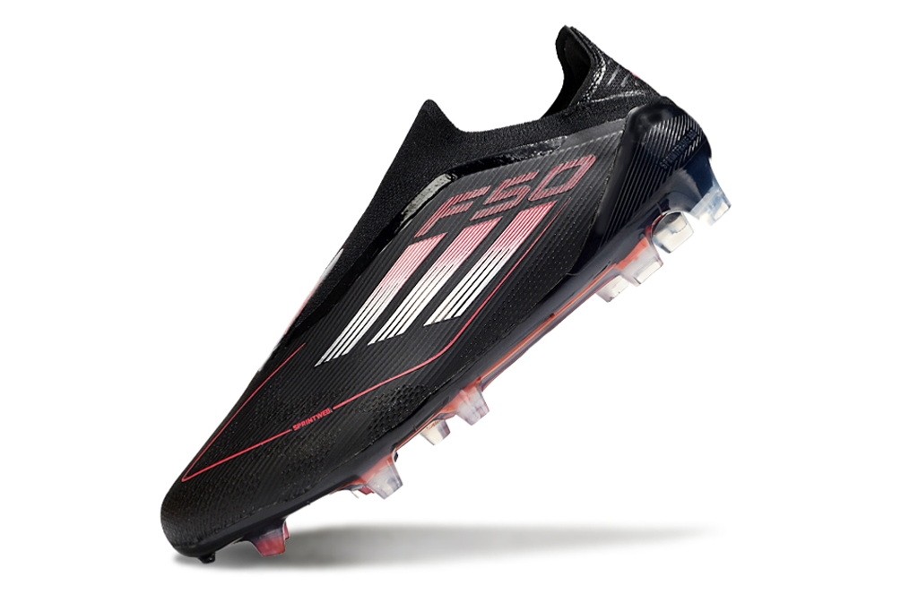 Adidas F50 Stealth Victory Elite Laceless FG - Core Black/Iron Metallic/Lucid Red