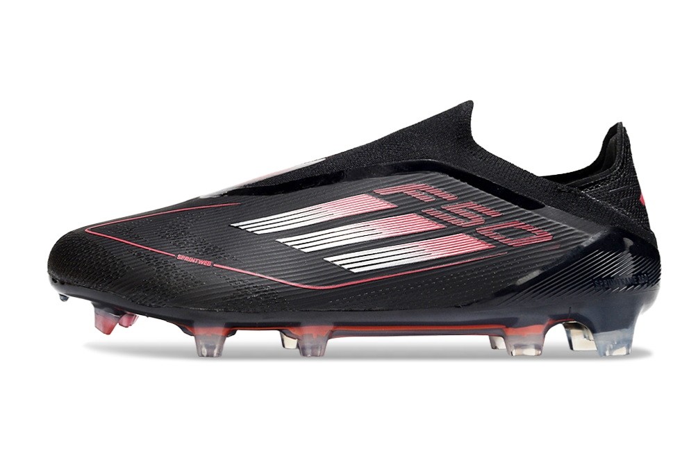 Adidas F50 Stealth Victory Elite Laceless FG - Core Black/Iron Metallic/Lucid Red