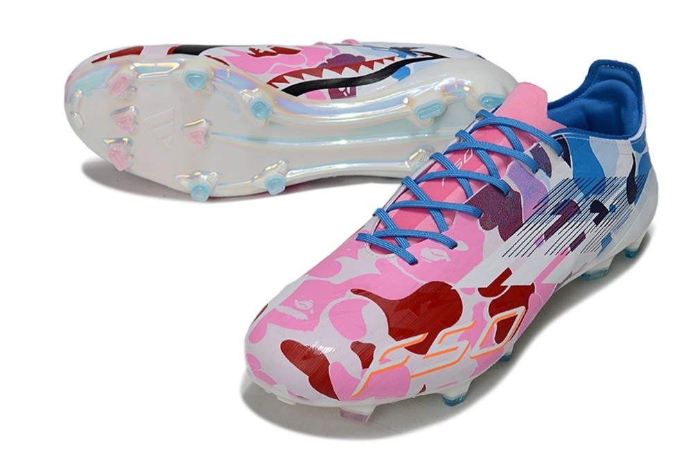 Adidas F50 x Bape Laces Elite FG - Pink/Blue/White