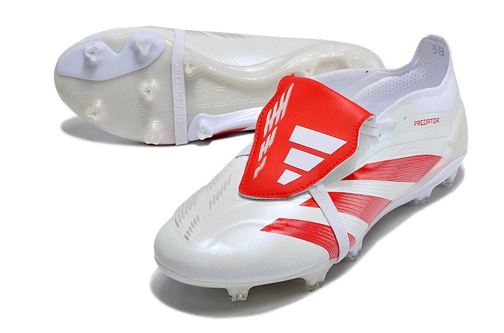 Adidas Predator 24 x TAA Elite Tongue FG Pure Strike - White/Bright Red