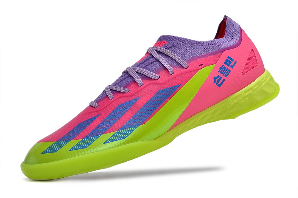Adidas X Crazyfast.1 Indoor Soccer Cleats - Lucid Lemon/Royal Blue/Pink