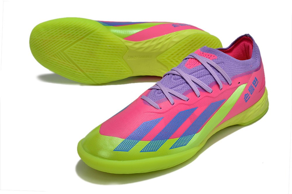 Adidas X Crazyfast.1 Indoor Soccer Cleats - Lucid Lemon/Royal Blue/Pink