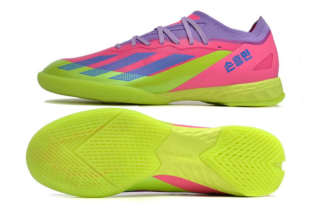 Adidas X Crazyfast.1 Indoor Soccer Cleats - Lucid Lemon/Royal Blue/Pink