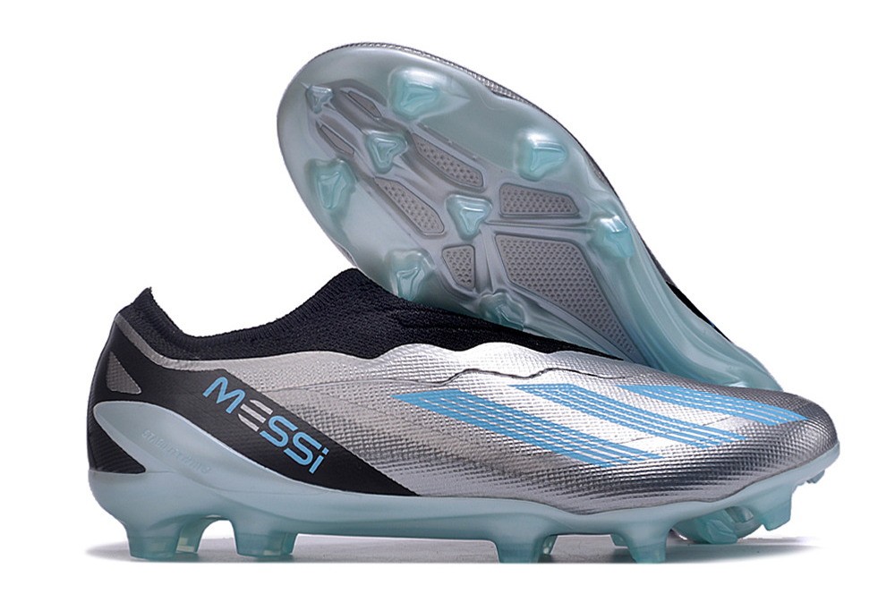 Adidas X Crazyfast.1 Messi LL Laceless FG Infinito - Silver Metallic/Bliss Blue/Black