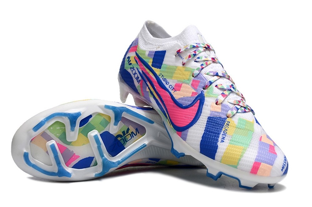 Nike California Zoom Mercurial Vapor 15 Elite FG Soccer Cleats - White/Blue/Multicolor