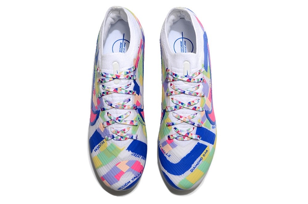 Nike California Zoom Mercurial Vapor 15 Elite FG Soccer Cleats - White/Blue/Multicolor