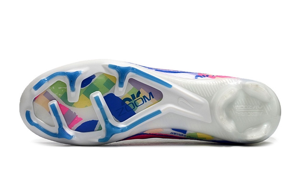 Nike California Zoom Mercurial Vapor 15 Elite FG Soccer Cleats - White/Blue/Multicolor