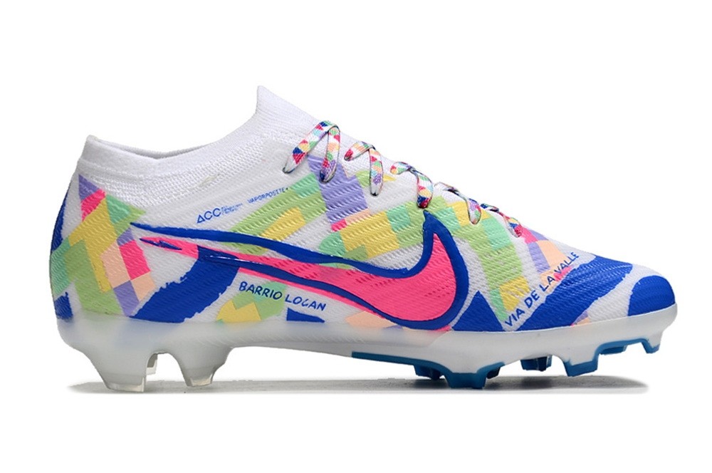 Nike California Zoom Mercurial Vapor 15 Elite FG Soccer Cleats - White/Blue/Multicolor