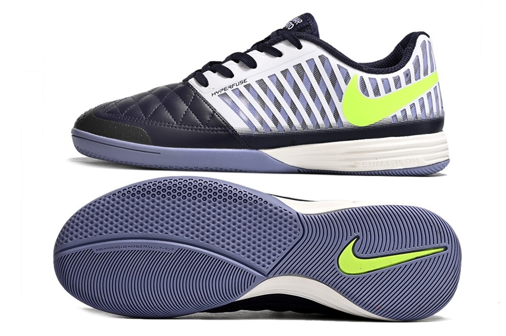 Nike Lunar Gato II IC Indoor Soccer Cleats - White/Navy/Volt