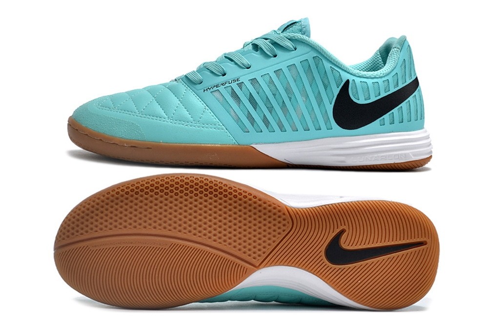 Nike Lunar Gato II Indoor Low Top Soccer Cleats - Green Glow/Brown/Black