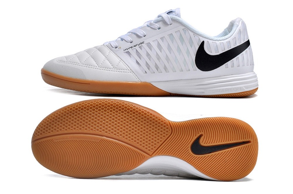 Nike Lunar Gato II Low Top IC Indoor Cleats - White/Light Brown