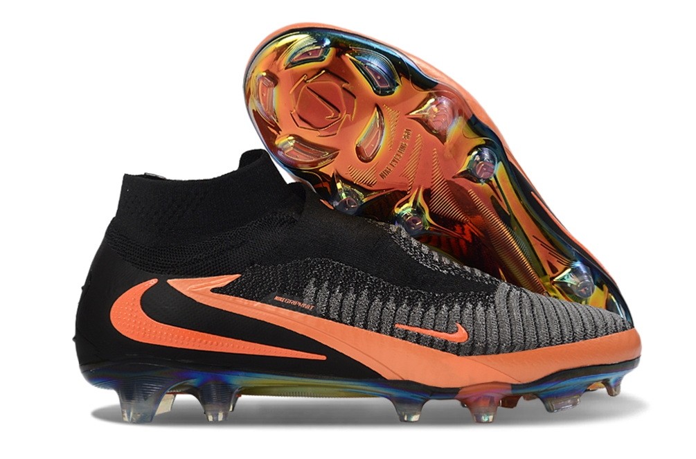 Nike Phantom 6 Elite High Top FG Cleats - Black/Orange