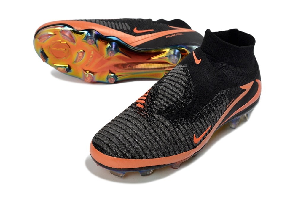 Nike Phantom 6 Elite High Top FG Cleats - Black/Orange