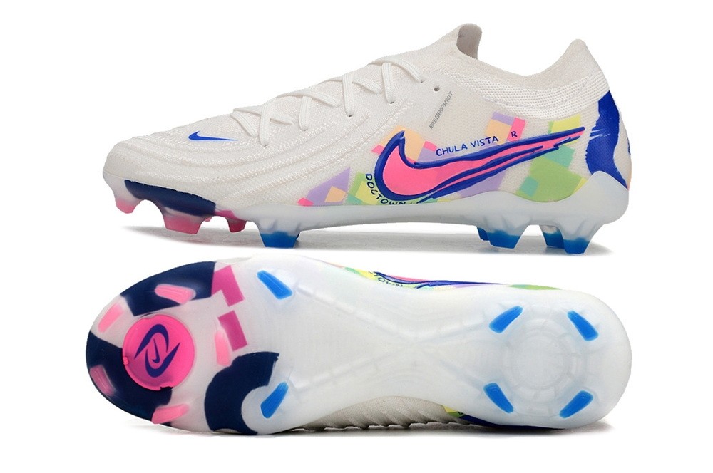Nike Phantom So Cal Disruption GX 2 Elite FG Cleats - White/Blue/Pink