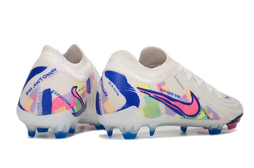 Nike Phantom So Cal Disruption GX 2 Elite FG Cleats - White/Blue/Pink