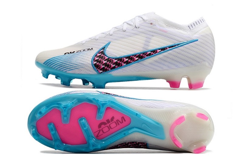 Nike Air Zoom Mercurial Vapor 15 Elite FG On Pitch - White/Blue/Laser Pink
