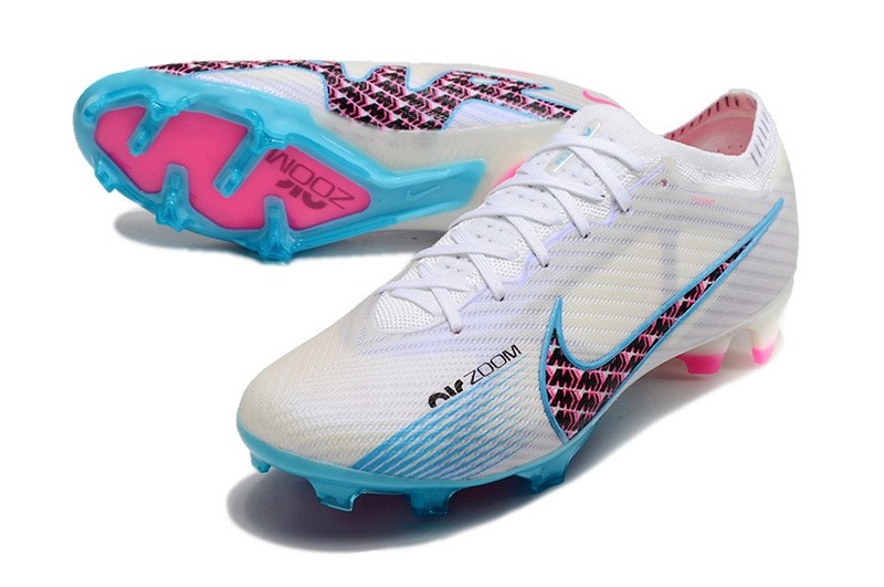 Nike Air Zoom Mercurial Vapor 15 Elite FG On Pitch - White/Blue/Laser Pink