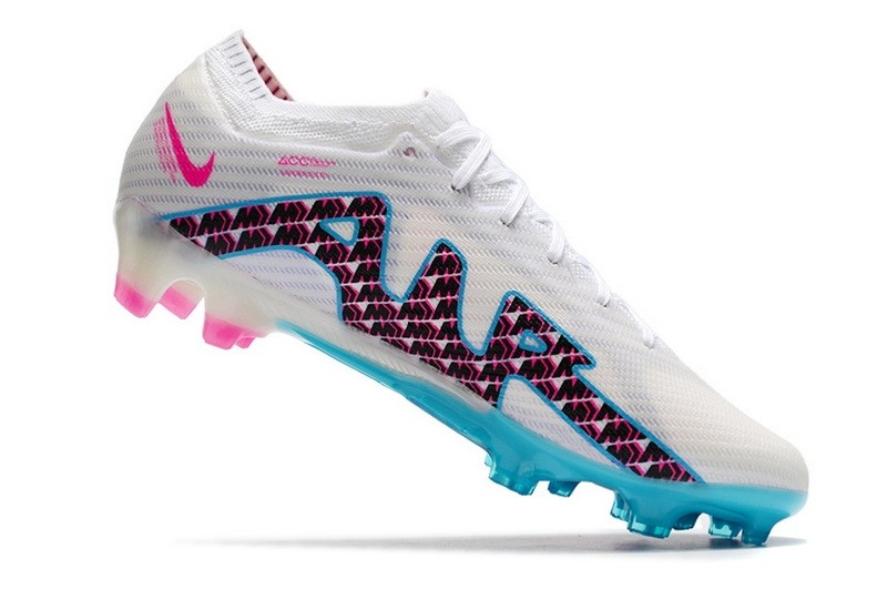 Nike Air Zoom Mercurial Vapor 15 Elite FG On Pitch - White/Blue/Laser Pink