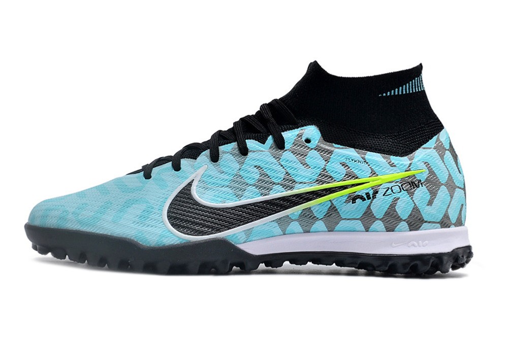 Nike Zoom Mercurial Superfly 9 Elite TF Turf - Ice Blue/Black/Yellow