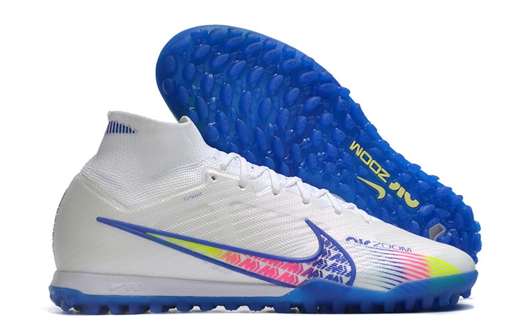 Nike Zoom Mercurial Superfly 9 Elite TF Turf - White/Royal Blue/Pink