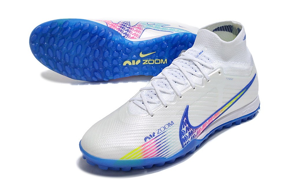 Nike Zoom Mercurial Superfly 9 Elite TF Turf - White/Royal Blue/Pink