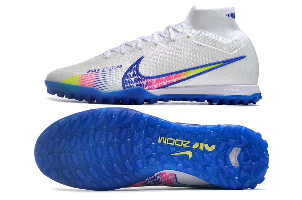 Nike Zoom Mercurial Superfly 9 Elite TF Turf - White/Royal Blue/Pink