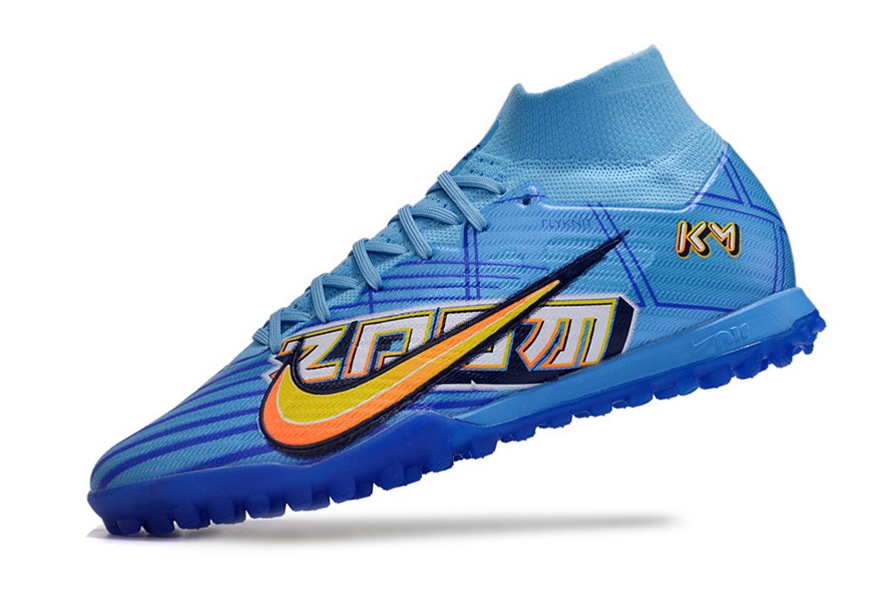 Nike Zoom Mercurial Superfly 9 Mbappe Elite TF Turf - Baltic Blue/White