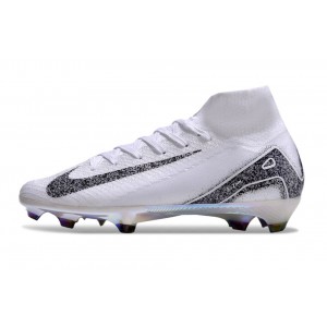 Nike Zoom Mercurial Superfly 10 High Top Elite FG Cleats - White/Black