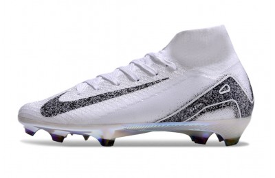 Nike Zoom Mercurial Superfly 10 High Top Elite FG Cleats - White/Black