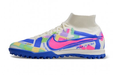 Nike Zoom Mercurial Superfly 9 TF Turf Cleats So Cal Disruption Pack - White/Pink/Blue